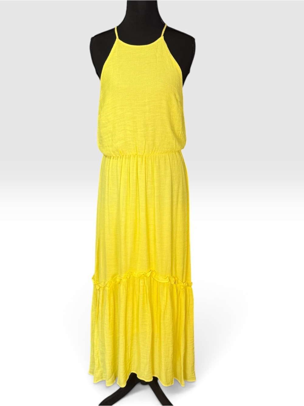 Dainty Hooligan Womens S Yellow Maxi Dress Halter Tiered Ruffle Boho
